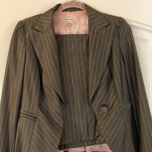 Banana Republic gray and pink pinstripe skirt suit